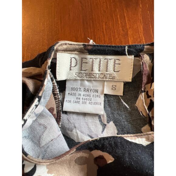 Petite Sophisticate size Small Challis Floral Leaf Print Blouse Vintage - Picture 6 of 10